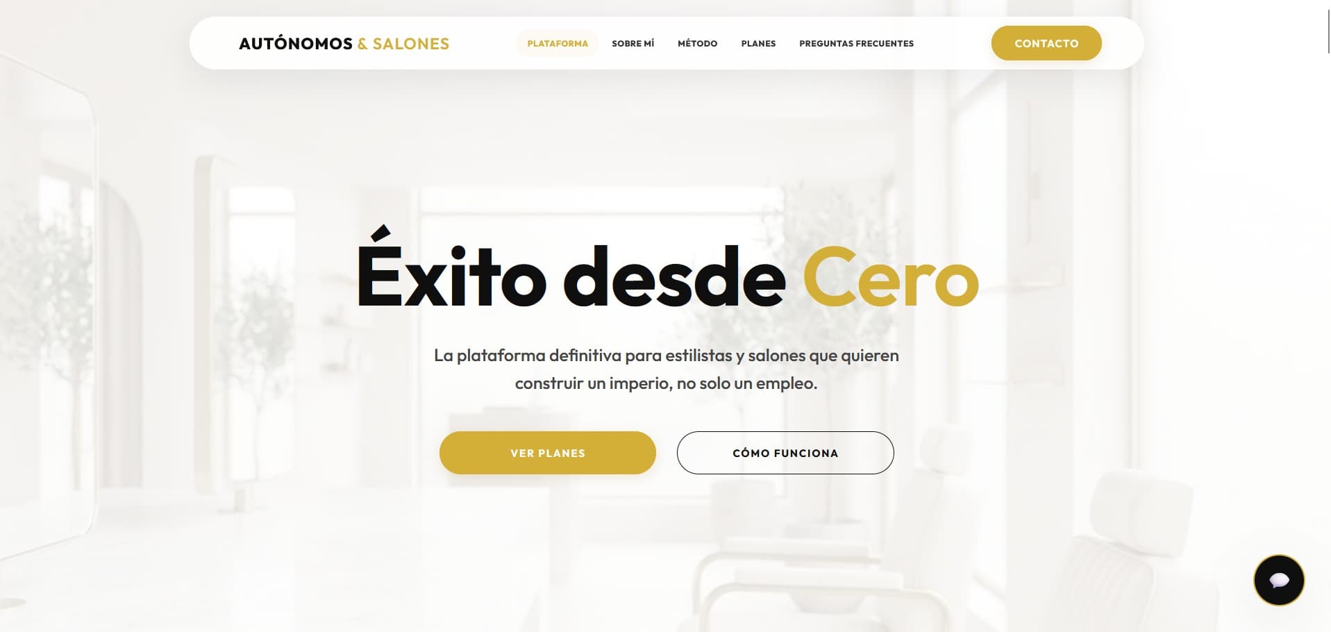 Captura de la landing de Autónomos y Salones diseñada por Zyntara